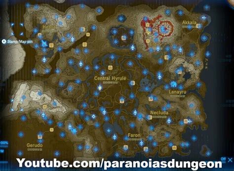 Full Zelda Breath Of The Wild Map Containing All Shrine Locations