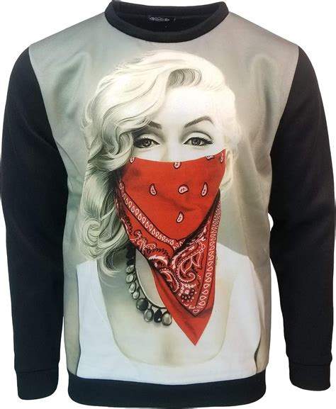 Marilyn Monroe Red Bandana Gangster Sublimation Unisex Crew Neck Sweaters Clothing