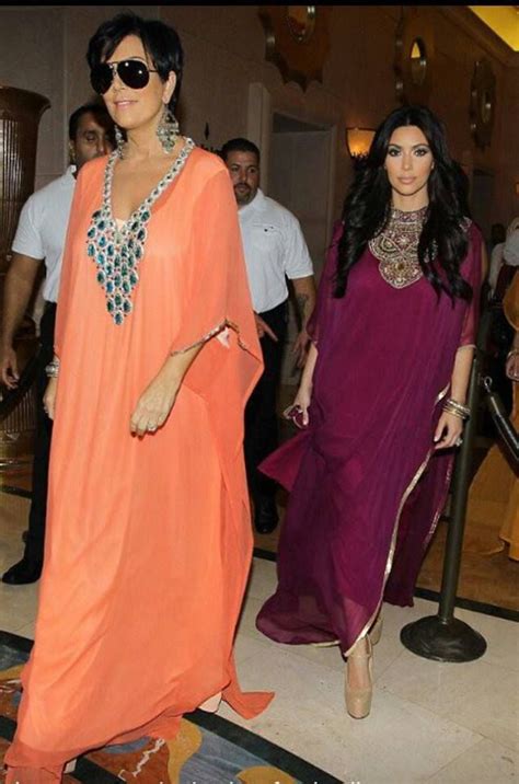 kim kardashian and kriss jenner wearing kaftans in dubai hijab fashion hijab fashion week