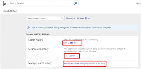 Bing Search History Images And Video Clear View And Turn Off