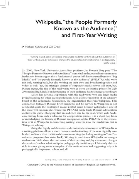 Wikipedia “the People Formerly Known As The Audience”