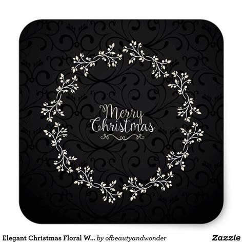 Elegant Christmas Floral Wreath Sticker Seal Elegant