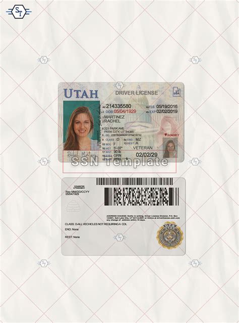Utah Driver License Psd Template Ssn Template
