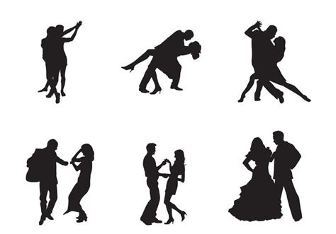 Vector Silhouettes Of Dancing Couples Some With Antique Clothing