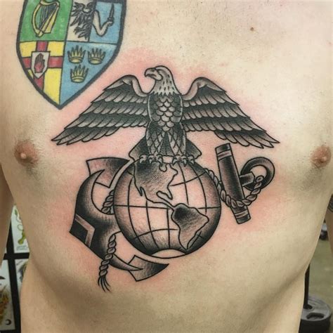 Marines are allowed to have tattoos anywhere on the chest, back, torso. 75 Cool USMC Tattoos - Meaning, Policy and Designs (2019 ...