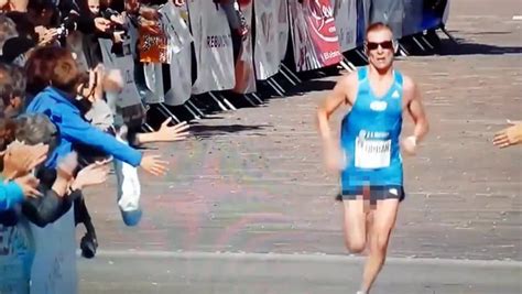 Marathon Runners Catastrophic Wardrobe Malfunction Sees Penis And