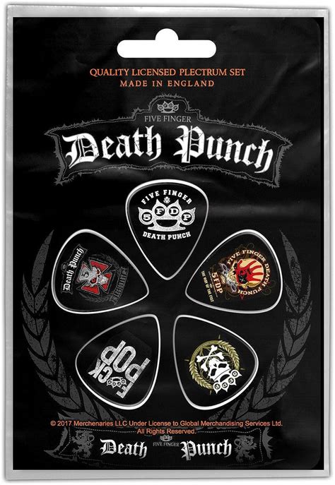 Five Finger Death Punch Plektrum Set Knuckles Logo 5 Plectrum Guitar