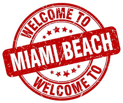 Welcome To Miami Beach Stamp Stock Vector Illustration Of Label