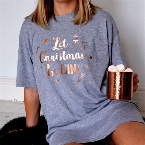 Let Christmas Be Gin Nightie By The Alphabet T Shop Christmas Pajama Set Nighty Christmas Pjs