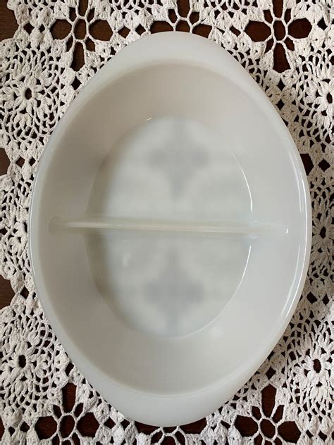White Glasbake J2352 Divided Casserole Dish Set Of 2 Etsy