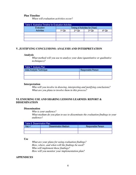 Evaluation Plan Template Word