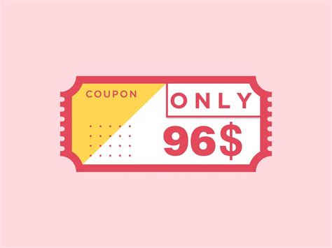 96 Dollar Only Coupon Sign Or Label Or Discount Voucher Money Saving