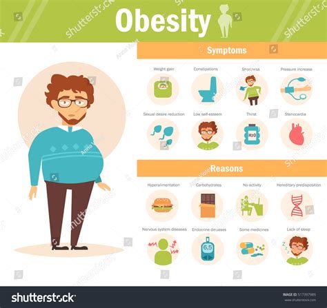 Causas Y Síntomas De Obesidad Vector De Stock Libre De Regalías