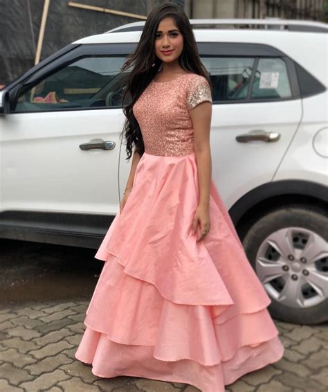 Jannat Zubair Rahmani Hd Images Peach Gown Designer Dresses Indian