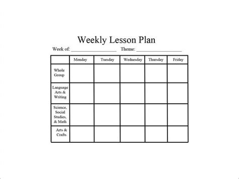 Weekly Lesson Plan Template Free PDF Word Format Download
