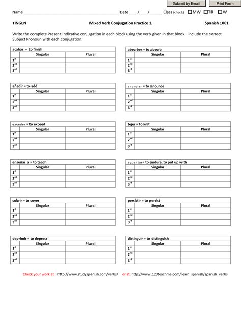 Spanish Ar Verb Conjugation Worksheet Worksheeto Com