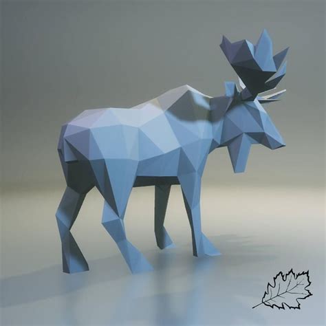 Pdf Papercraft Moose Low Poly Sculpture Diy Paper 3d Etsy Diy Paper