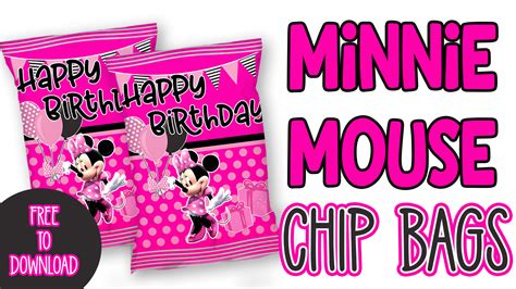 Smart templates for instant logos, mockups, banners and more. Free Minnie Mouse Chip Bags | ellierosepartydesigns.com