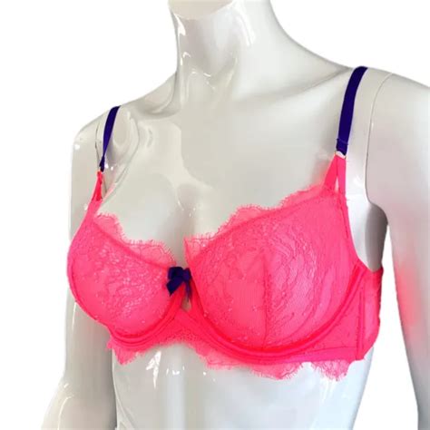 VICTORIAS SECRET VERY Sexy Sheer Chantilly Lace Unlined Demi Bra NO