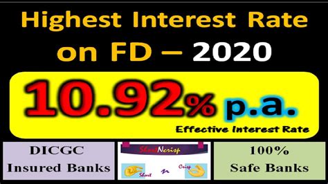 With effective from 4th june 2020, the savings account interest rate applicable would be Book FD @ 10.92% - Sep 2020 | बेस्ट FD रेट्स | Highest ...