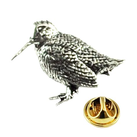 Standing Woodcock Bird English Pewter Lapel Pin Badge From Ties Planet UK
