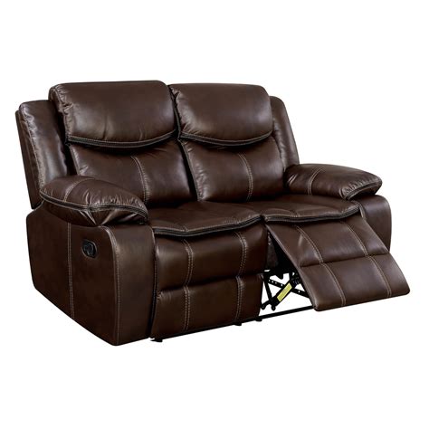 Transitional Style Double Recliner Love Seat Brown