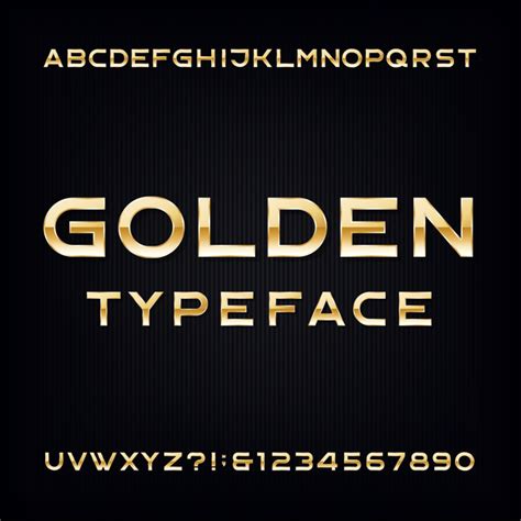 Golden Typeface Alphabet With Numbers Vector Free Download