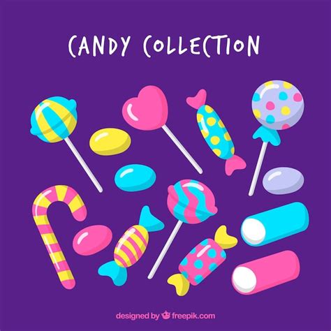 Colección De Dulces Coloridos En Estilo Hecho A Mano Vector Gratis