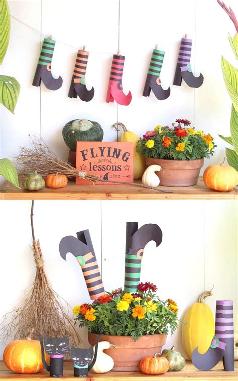 Easy diy witches shoes with free printable templates! Magical & Free DIY Halloween Witches Broom {2 Ways!} - A Piece Of Rainbow