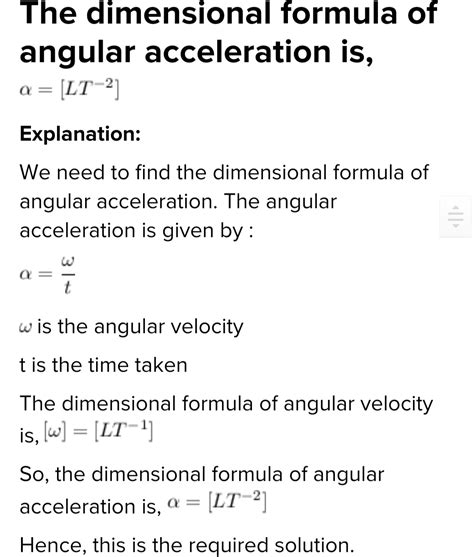Dimensional Formula Of Angular Acceleration