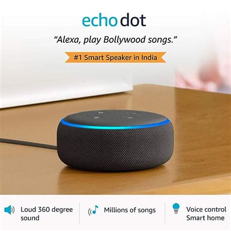 Echo Dot 3rd Gen Certified Refurbished Black Improved Smart Speaker With Alexa Like New