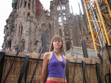 Girl Without Bra Posing In Sagrada Familia Flashing And Walking Naked In Public