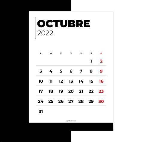 📆 Calendario Octubre 2022 Pdf Gratis Para Imprimir