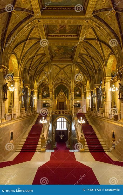 Interior View Of Main Staircase Of Hungarian Parliament Building In