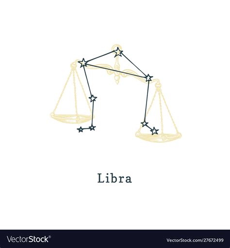 Zodiacal Constellation Libra On Background Of Vector Image