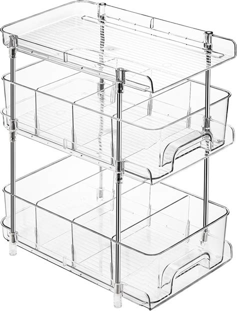 Nicunom 3 Tiers Clear Bathroom Organizer With Dividers
