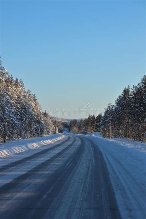 Beautiful Winter Road In Norrbotten Stock Image Image Of Fantasy