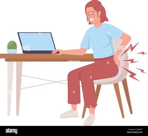 Woman Suffering From Backache After Sitting All Day Semi Flat Color