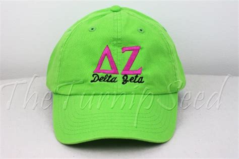 Delta Zeta Sorority Baseball Cap Custom Color Hat And Embroidery