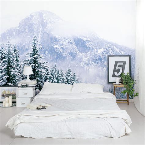 Wallums Wall Decor Snowy Mountains Forest 8 X 144 3 Piece Wall Mural