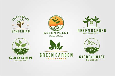 Set Bundle Green Garden Logo Template Graphic By Prasthf · Creative