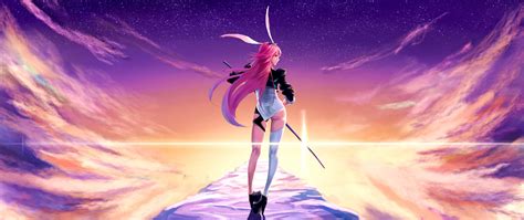 Download 2560x1080 Wallpaper Valkyrja Anime Girl Warrior Hot Honkai Impact Dual Wide