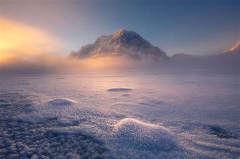 Sunrise Over A Frozen Bow Lake Mostbeautiful