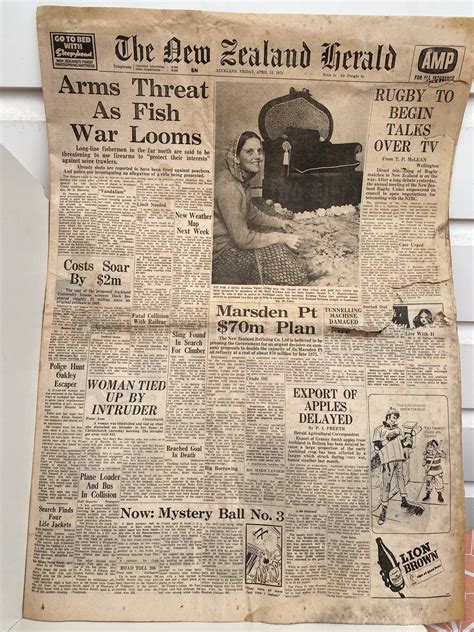 old newspaper the new zealand herald 14 april 1972