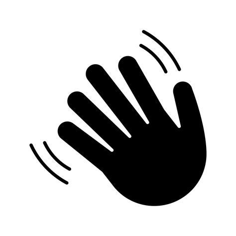 Waving Hand Gesture Emoji Glyph Icon Silhouette Symbol Hello Hi Bye