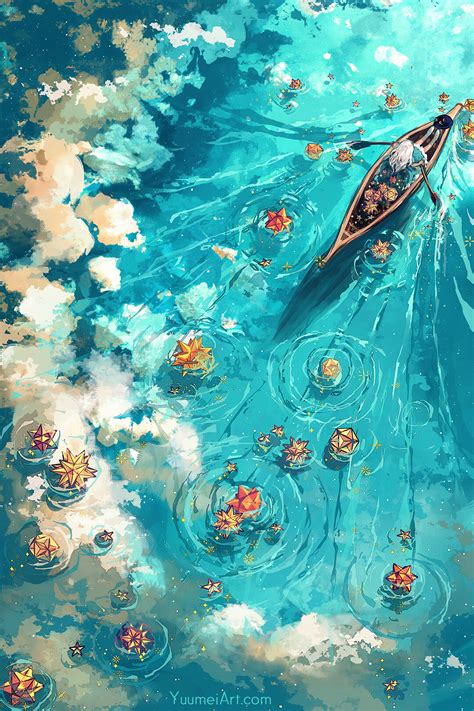 Wallpaper Artwork Digital Art Boat River Nature Yuumei Water