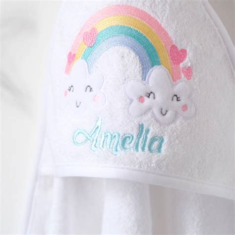 Personalised Rainbow Baby Hooded Towel By 1st Birthday Ts