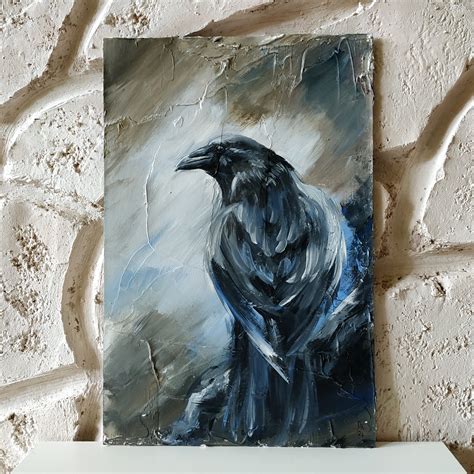 Raven Painting Original Acrylic Raven Artwork Raven Wall Art Etsy