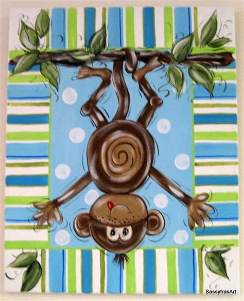 Monkey Canvas Pictures Hand Painted Monkey Painting Childrens Canvas