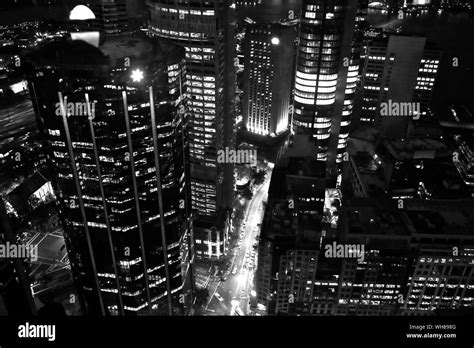 Aerial View Of Illuminated Cityscape At Night Stock Photo Alamy